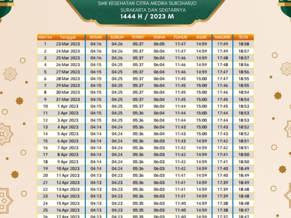 Jadwal Imsakiyah 1444 H / 2023